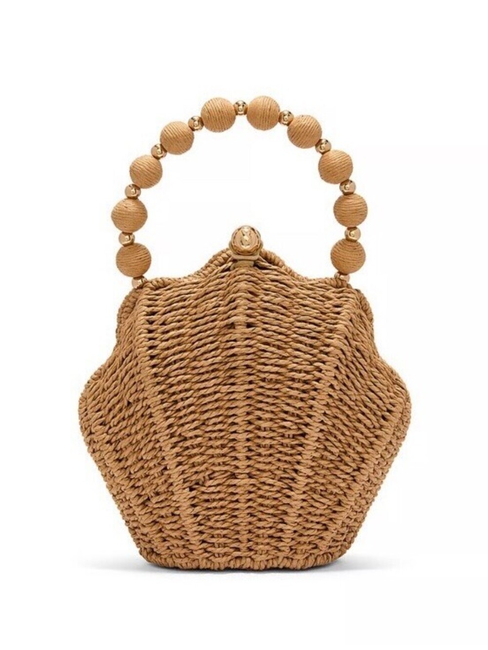 NWT Victoria’s Secret Tan Brown Shell Straw Crossbody Bag Top Handle $70 RARE